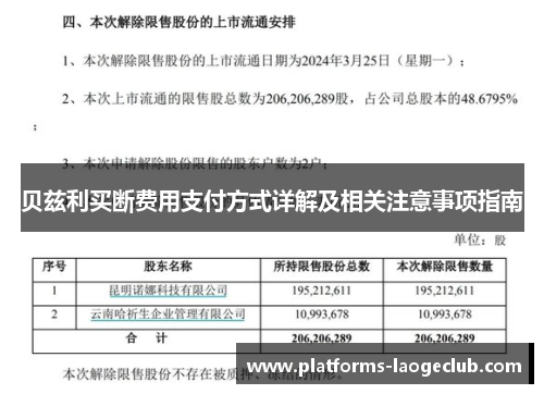 贝兹利买断费用支付方式详解及相关注意事项指南 贝兹利买断费用支付方式详解及相关注意事项指南